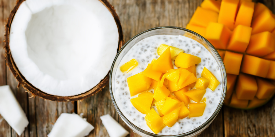 Coconut mango chia seed pudding