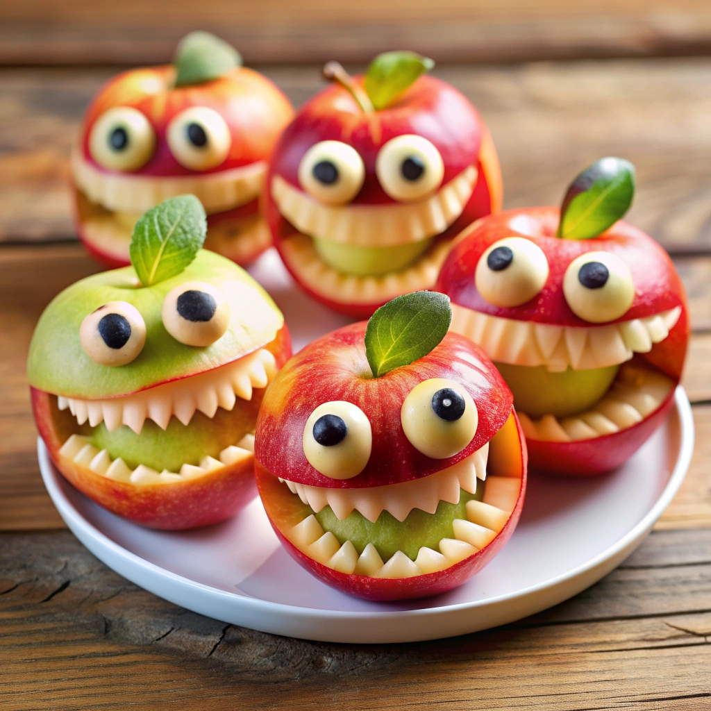 Halloween food ideas apple-monster-mouths