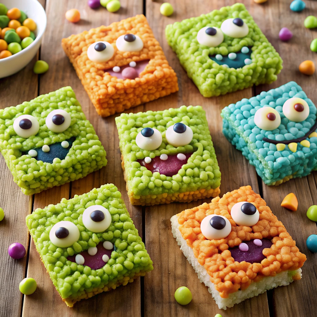 Halloween Party foods vegan gluten free Monster Rice Krispie Treats