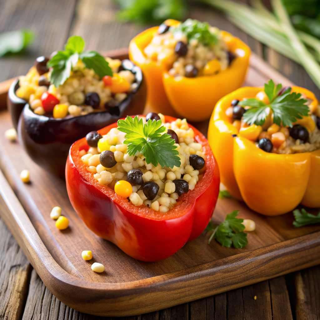 Gluten Free Substitutes for Farro - Millet Stuffed Bell Peppers