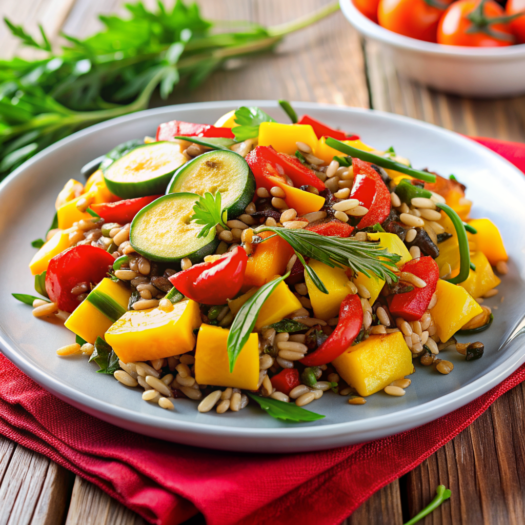 Gluten Free Substitutes for Farro - Brown Rice Salad with Roasted Vegetables