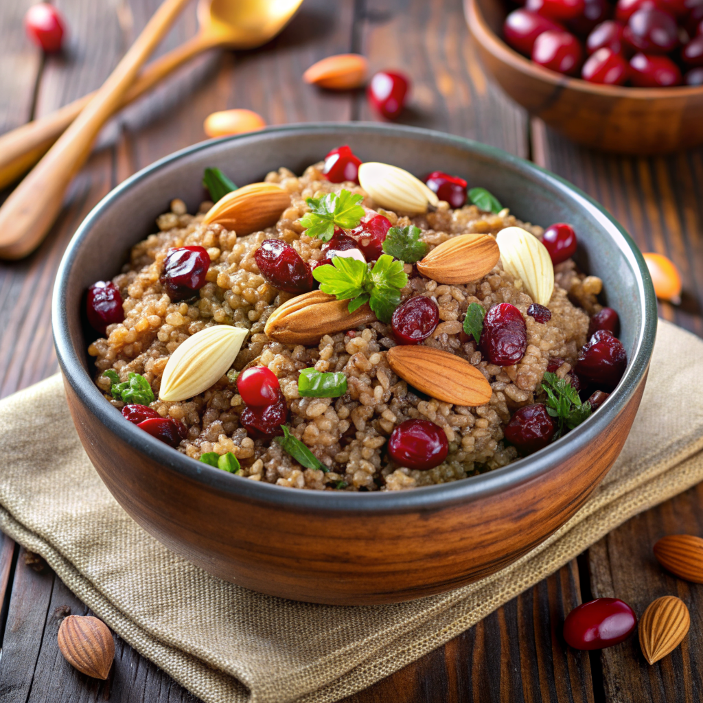 Gluten Free Substitutes for Farro - Teff Pilaf with Cranberries and Almonds