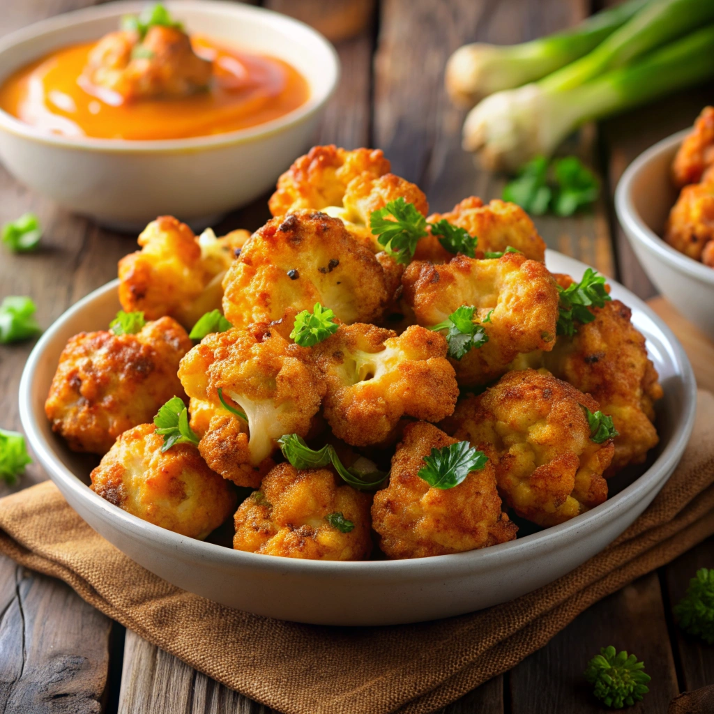 Halloween finger foods Vegan and gluten free cauliflower Bat Wings 