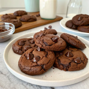 Chewy double Chocolate Fudge Cookies