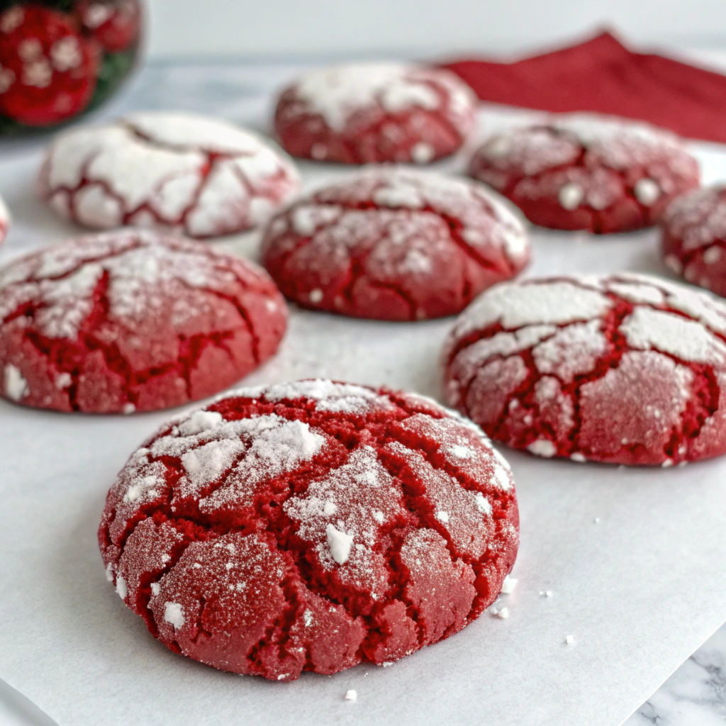 Red Velvet Crinkle Cookies with cake mix