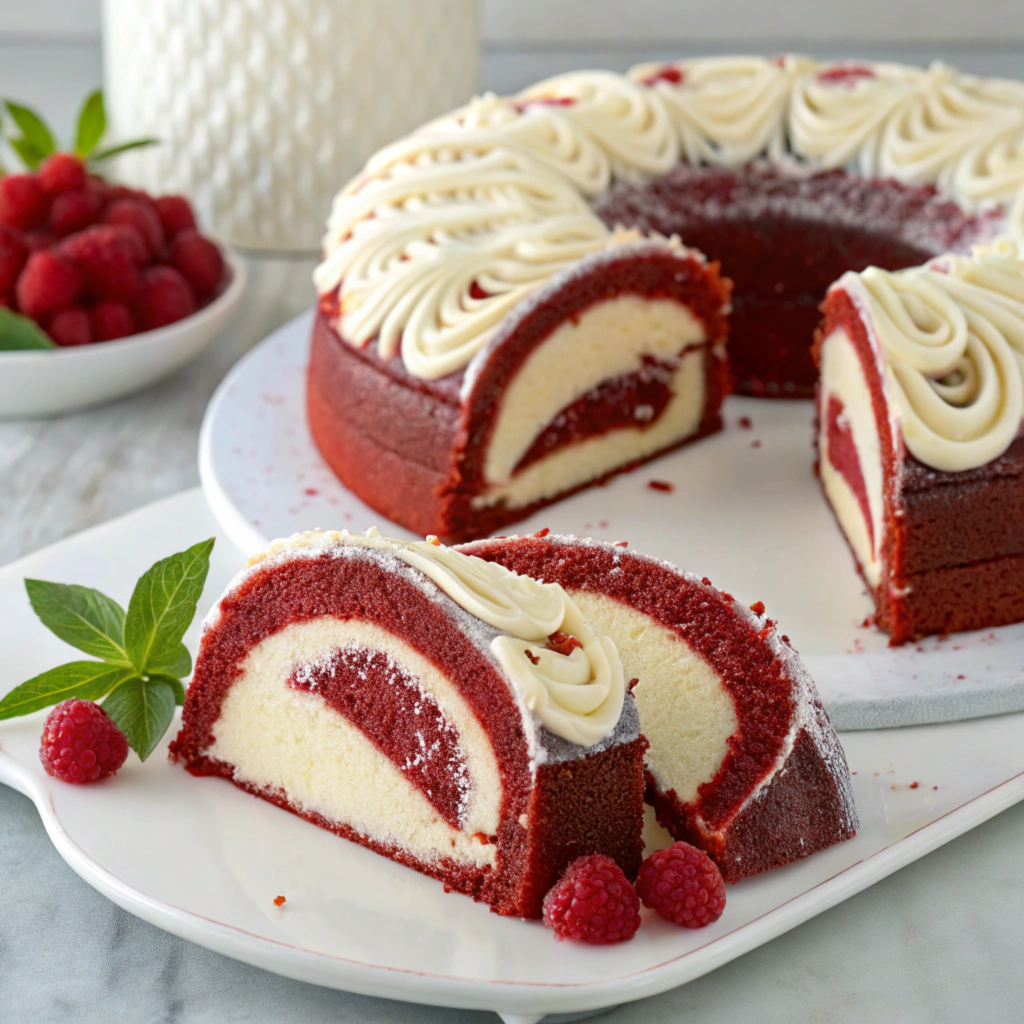 Red Velvet Pound Bundt Cake with Cream Cheese Filling