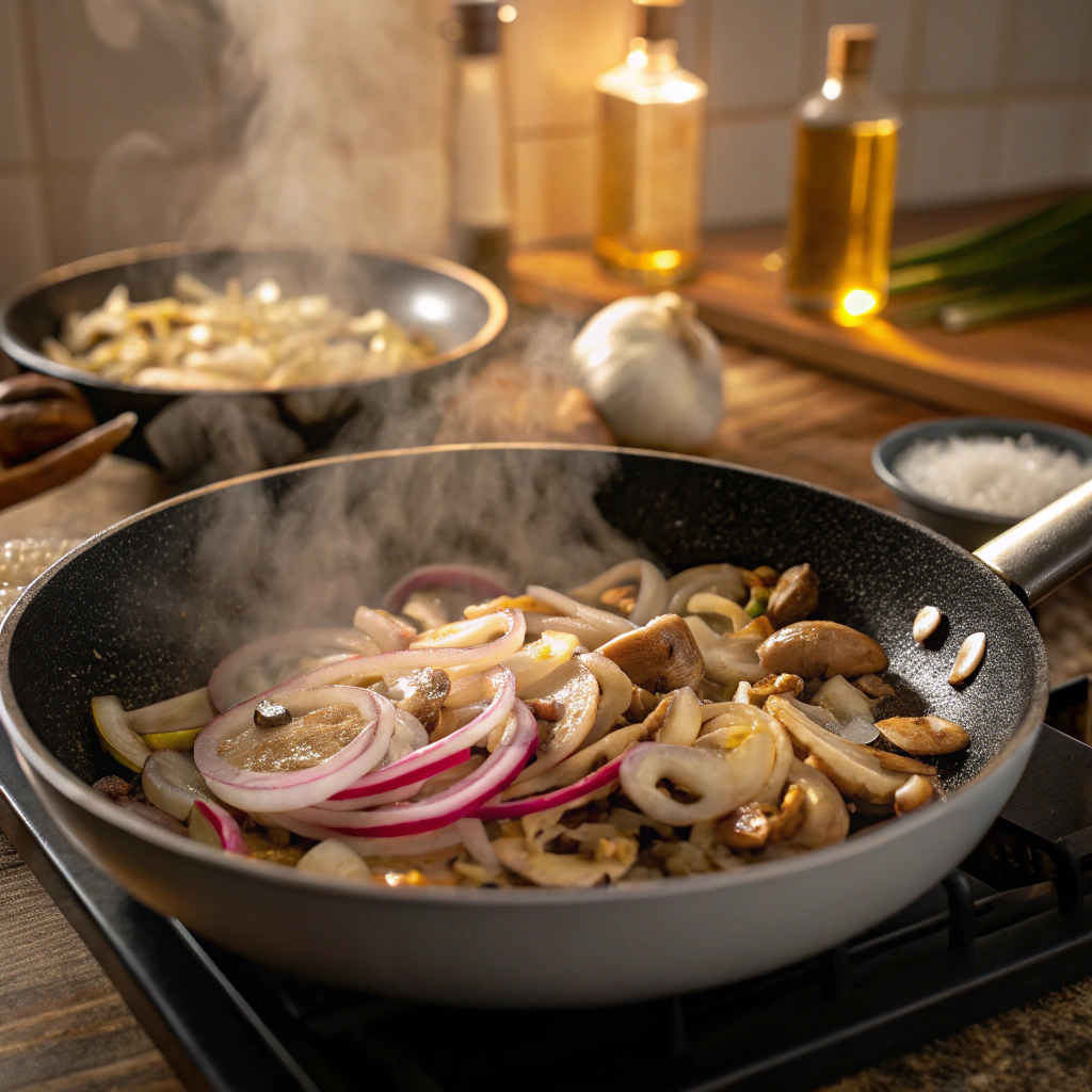 Sauté the Mushrooms and Aromatics