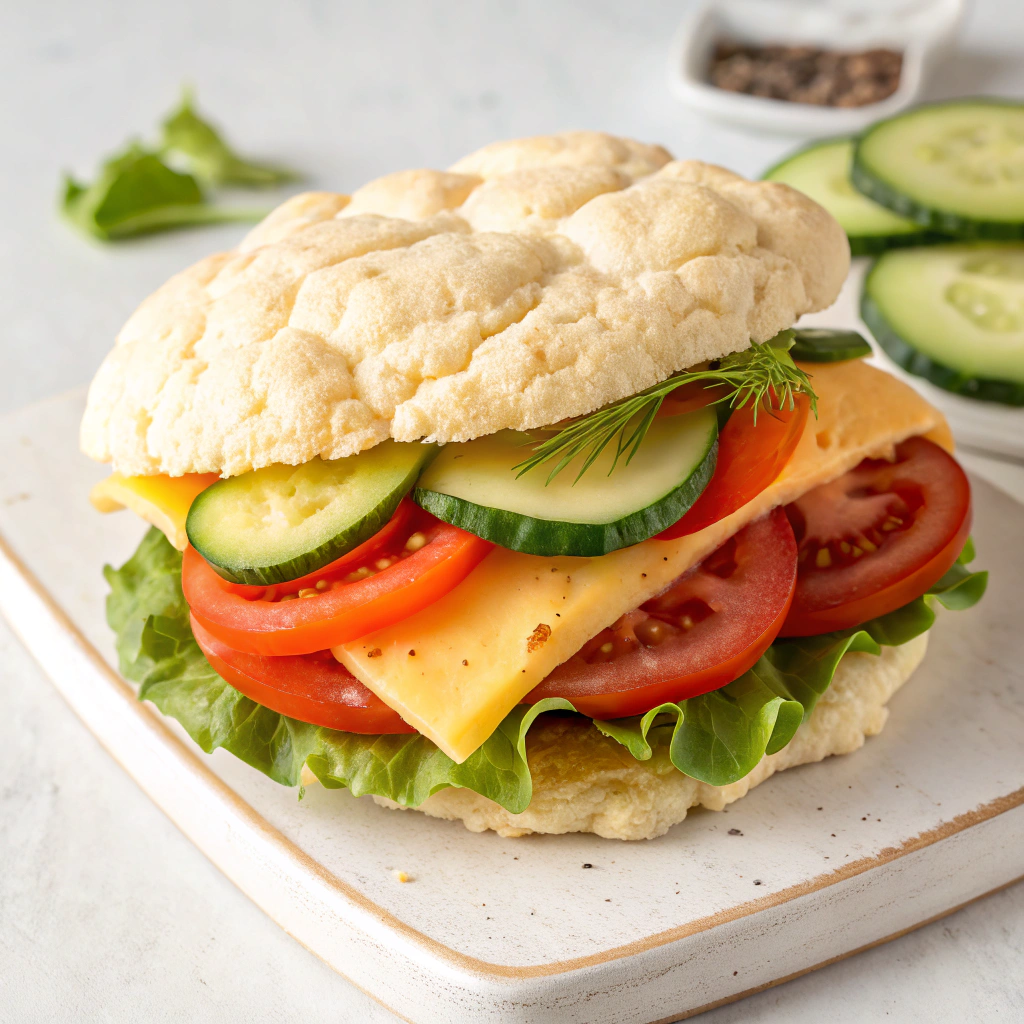 Vegan cloud bread savoury sandwiches