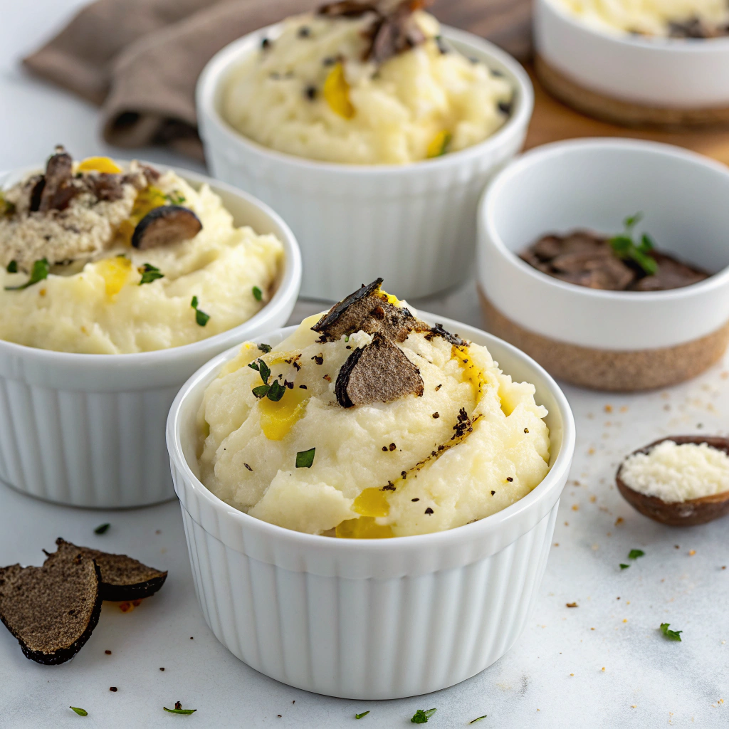 Truffle mashed potatoes can also be served in individual ramekins.