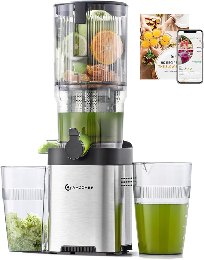 AMZCHEF Cold Press Juicer - 5.2" Large Feed Chute