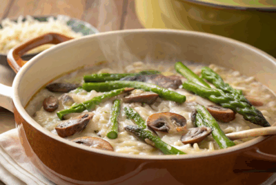 Asparagus Mushroom Risotto Recipe | Super Creamy