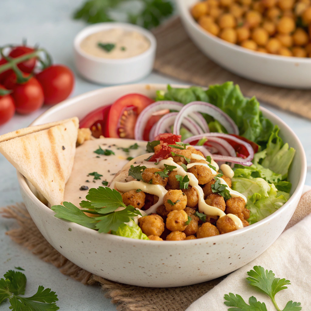 Mediterranean diet lunch ideas:  Chickpea Shawarma Bowl