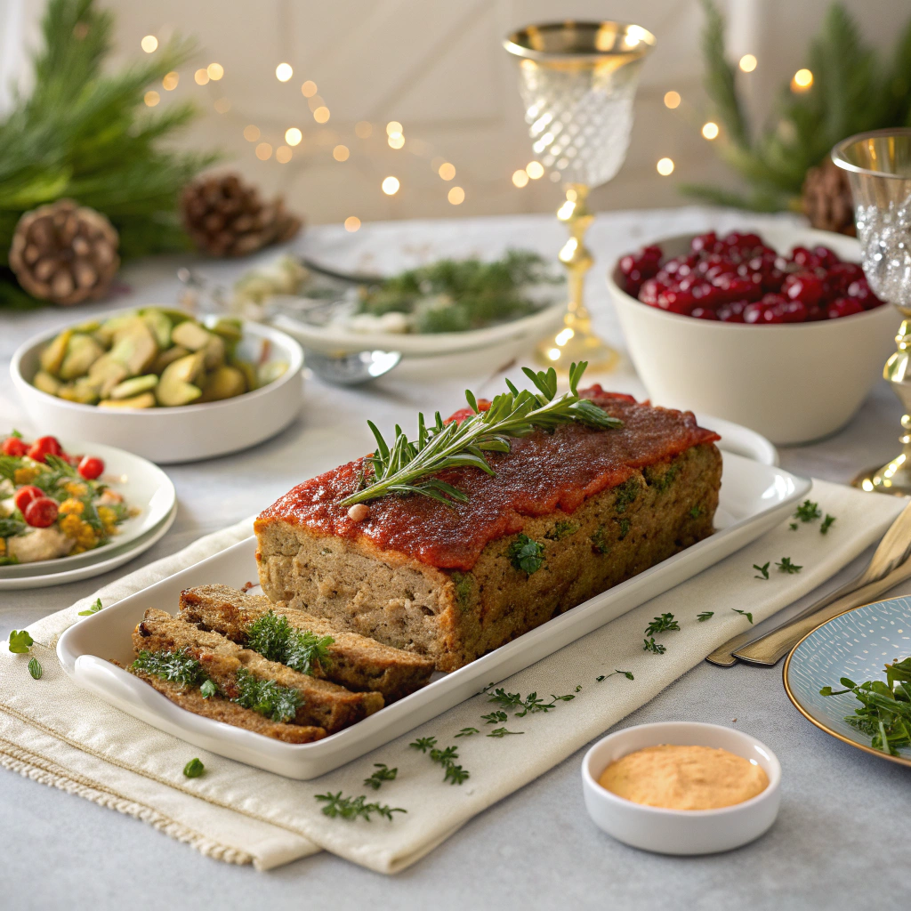 Herb-Crusted Lentil Loaf with Tomato Glaze Vegan Recipe