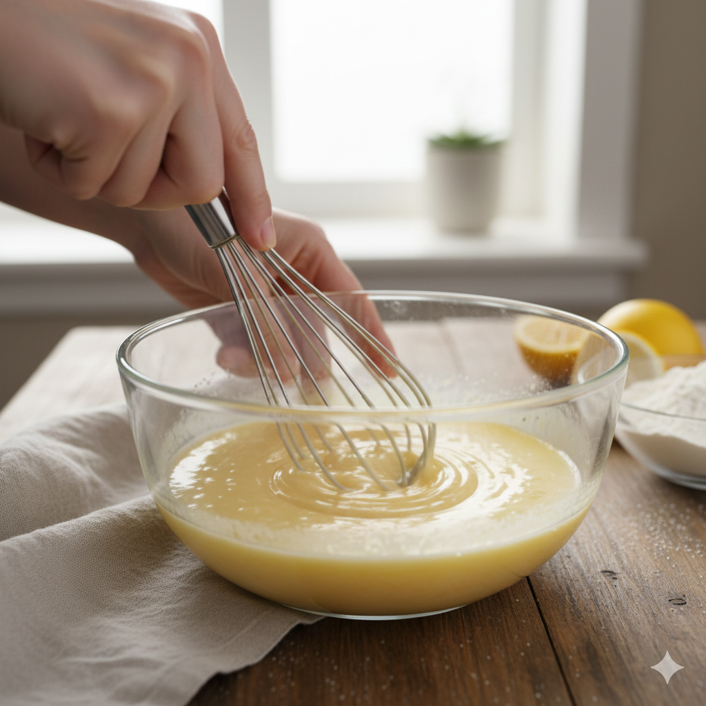 Whisk together eggs and sugar in a medium bowl until smooth and slightly pale.