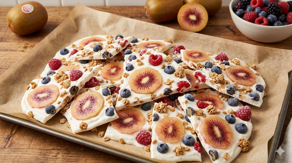 Red Kiwi Frozen Yogurt Bark