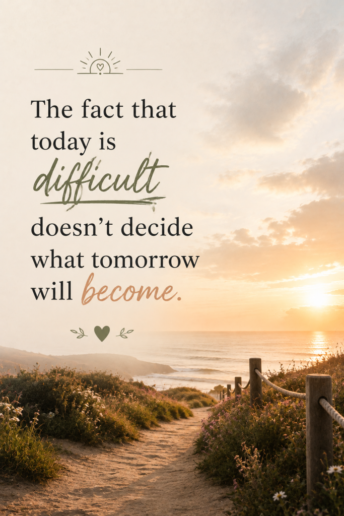 Quote About Depression: The fact that today is difficult doesn't decide what tomorrow will become.